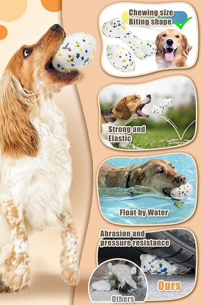 Upgrade Olive Dog Balls Rugby Toys for Aggressive Chewers, Indestructible Tennis Balls for Dogs (White)