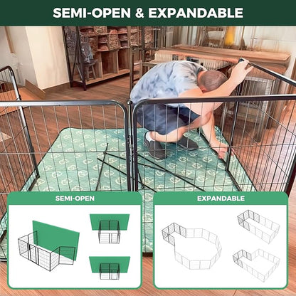FXW Homeplus Dog Playpen for Indoor Use - Stress-Free and Safe Play, Heavy Duty 40 Inch 8 Panels Dog Pen for Medium and Large Dogs, Black│Patented