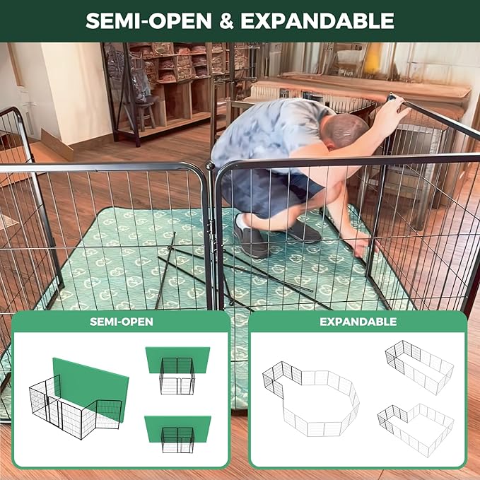 FXW Homeplus Dog Playpen for Indoor Use - Stress-Free and Safe Play, Heavy Duty 40 Inch 16 Panels Dog Pen for Medium and Large Dogs, Black│Patented