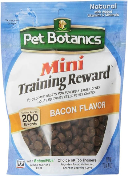 Pet Botanics Mini Training Rewards for Dogs 3 Flavor Variety Bundle: (1) Bacon, (1) Chicken and (1) Beef, 4 Oz Ea (200 Count per Bag, 3 Bags Total)