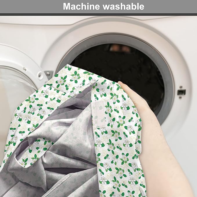 Lunarable Jasmine Dog Crate Cover, Gardenia Simplistic Romantic Flowers Continuous Pattern, Easy to Use Pet Kennel Cover for Medium Large Dogs, 36 Inch, Fern Green Pastel Yellow