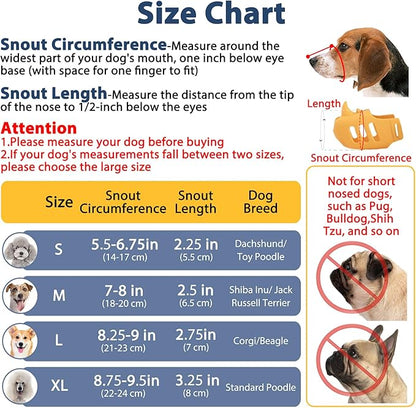 LUCKYPAW Dog Muzzle, Soft Muzzle for Small Medium Dogs Poodle Dachshund, Breathable Silicone Cage Mouth Cover to Prevent Biting and Chewing, Funny Rhino Muzzle with Adjustable Head Strap(Yellow, S)