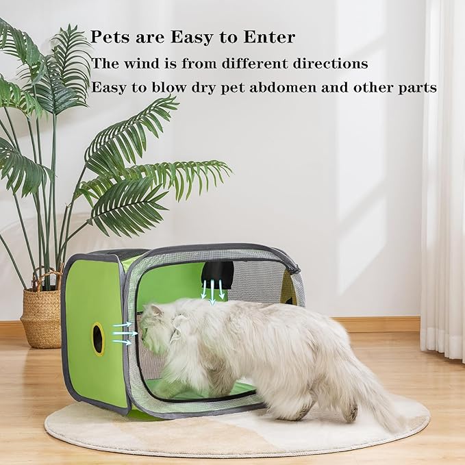 pet k9 Pet Dog Cat Drying Box | Waterproof, Anti-Hair Flying Portable Foldable Room Crate Cage for Small Medium and Large Dogs (Apple Green)