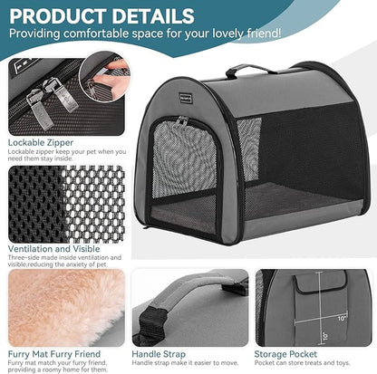 PETSFIT Portable Dog Crate, Dog Travel Crate - 26.5 Inch Lightweight, Roomy, Easy to Set Up, Portable Pop Up Dog Carrier with Thick Mat, Sturdy Soft Dog Crate