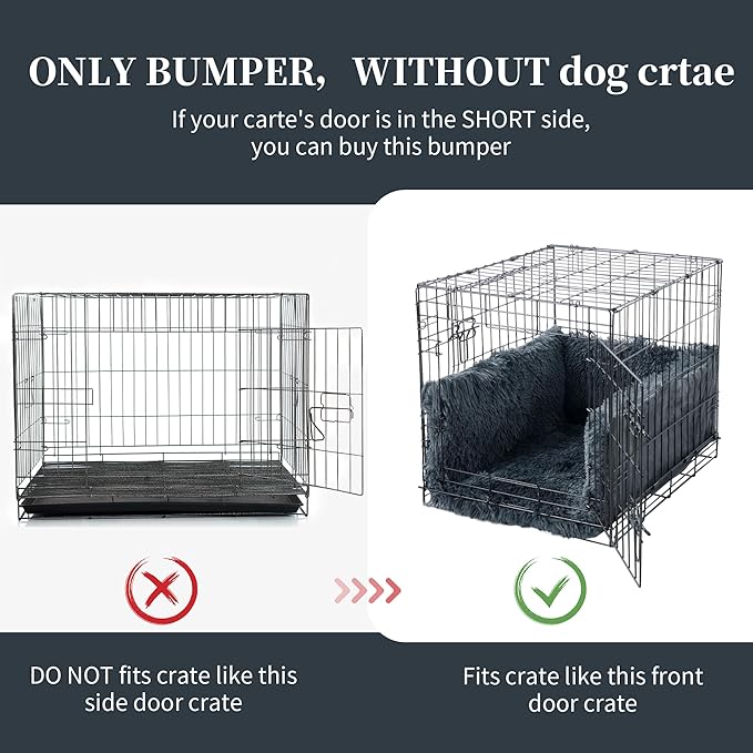 HOMBYS Fluffy Dog Crate Bumper with Dog Mat (Crate NOT Include)-Soft Faux Fur Crate Accessorie Dog Kennel Cover, Dog Crate Training Pad for a Safe & Comfortable, Ties for Secure-Fit Front Door Crates