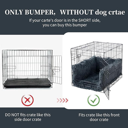 HOMBYS Fluffy Dog Crate Bumper with Dog Mat (Crate NOT Include)-Soft Faux Fur Crate Accessorie Dog Kennel Cover, Dog Crate Training Pad for a Safe & Comfortable, Ties for Secure-Fit Front Door Crates