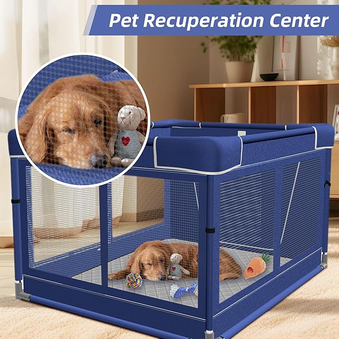 42 × 42 Inch Puppy PlayPen, Dog Playpen with Mat for Puppies, Small and Medium Dogs, Pet PlayPen for Outdoors & Indoors