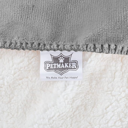 PETMAKER Waterproof Pet Blanket - 50x60-Inch Reversible Sherpa Fleece Throw Protects Couches, Cars, and Beds from Spills, Stains, and Fur (Gray), Large