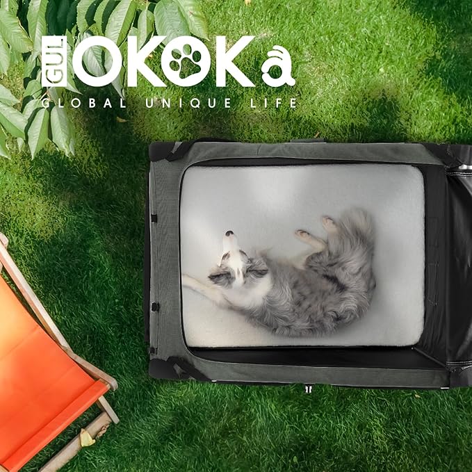 Soft Collapsible Dog Crate for Large Dogs - 30 Inch Foldable Soft Dog Kennel with Durable Mesh Windows, Indoor & Outdoor Portable Travel Dog Crate, Grey, 30x21x21 Inches