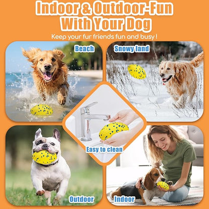 Upgrade Olive Dog Balls Rugby Toys for Aggressive Chewers, Indestructible Tennis Balls for Dogs (Yellow)