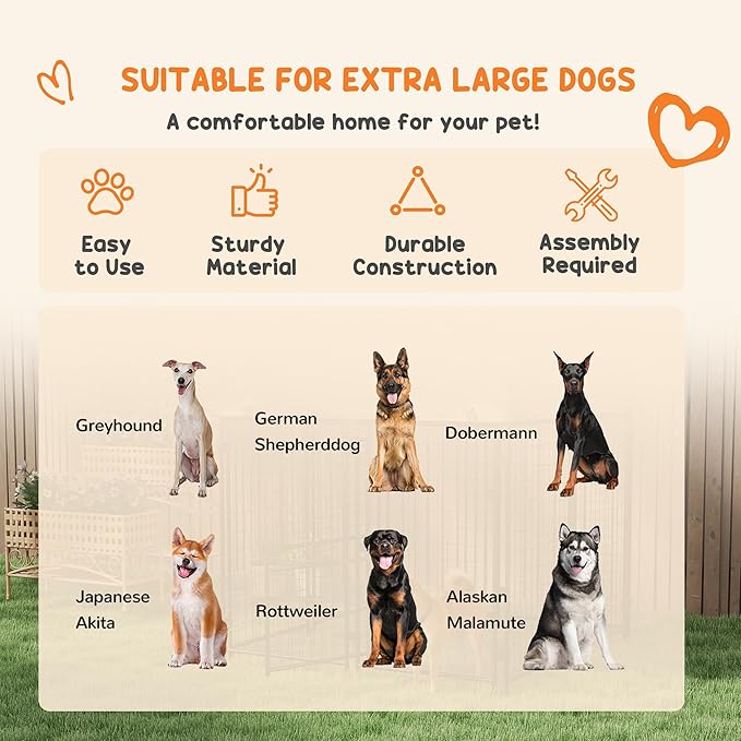 PawHut 7.8' x 6' Dog Kennel Outdoor with Waterproof Cover, Dog Playpen for Extra Large Dogs with Two Part Door Design, Silver