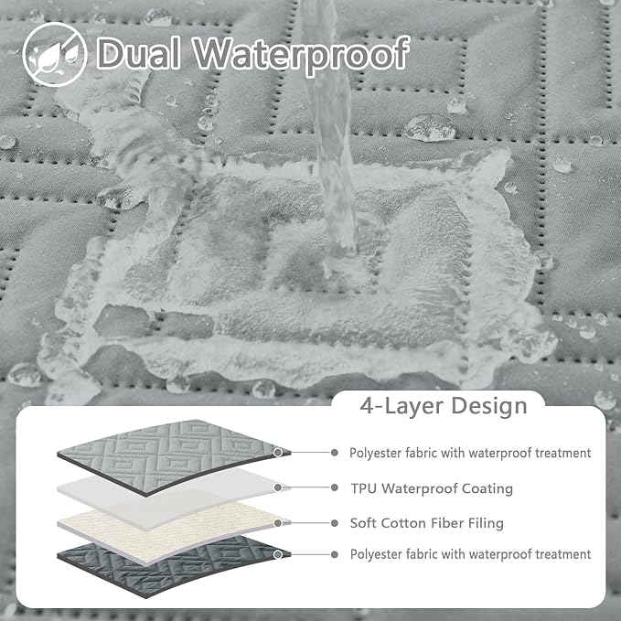 hyha Waterproof Dog Blanket, Soft Pet Bed Blankets, Waterproof Sofa Couch Cover for Dogs Washable, Reversible Pet Couch Covers for Sofa Furniture (52x82 Inch, Grey/Dark Grey)