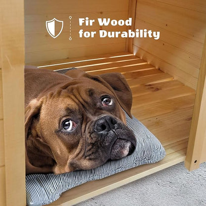 Critter Sitters Indoor or Outdoor 41'' Pet House, Weather-Resistant Dog House for Pets up to 44 Pounds, Waterproof Outdoor Dog House for Cats, Dogs, or Rabbits, Fir Wood Cat Houses for Outdoor Cats