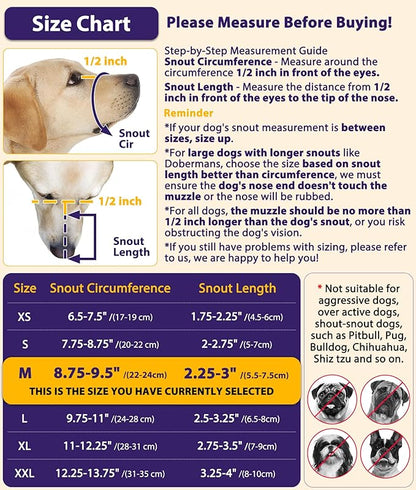 LUCKYPAW Dog Muzzle, Mesh Muzzle for Large Medium Small Dogs with Front Opening Design, Dog Mouth Cover to Prevent Biting, Licking, Chewing, Scavenging, Breathable Muzzle Allows Drinking(Purple,M)