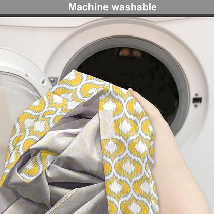 Lunarable Mustard Dog Crate Cover, Eastern Ikat Style Pattern with Modern Blurry Color Distortion Effects, Easy to Use Pet Kennel Cover for Cats & Medium Dogs, 30 Inch, Grey Yellow