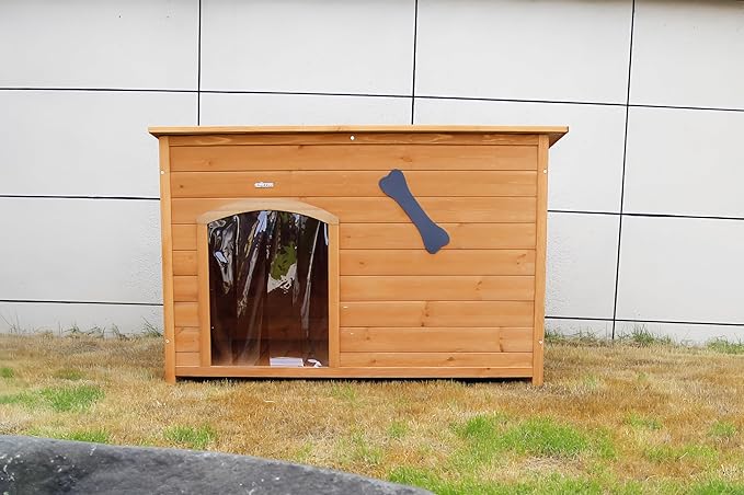 Wooden Doghouse for Small, Medium, Large Dogs, Waterproof, Outdoor/Indoor Kennel,Puppy Shelter with Elevated Floor (Natural, M)