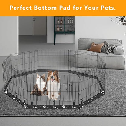 Dog Playpen Bottom Pad Fits for 24 Inch 8 Panels Regular Octagon Metal Exercise Pet Playpen, Dog Crate Pad Puppy Playpen Pad. (Note: Playpen Not Included) -Black