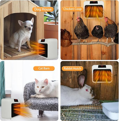 BWOGUE Large Dog House Heater with Thermostat, 300W/600W Outside Pet House Heater for Winter with Anti-Bite Cord, Wall-Mounted Outside Dog Heaters for Dog House Chicken Coop Heater Rabbit Hutches