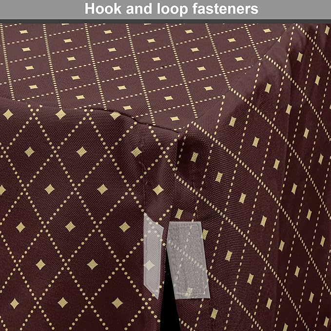 Lunarable Abstract Dog Crate Cover, Geometric Concept of Dotted Rhombus Pattern in a Traditional Style, Easy to Use Pet Kennel Cover for Medium Large Dogs, 48 Inch, Dark Maroon Pale Camel