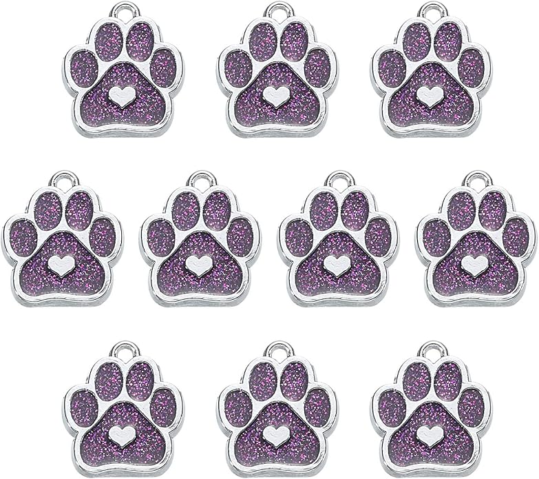 MECCANIXITY Cat Dog Paw Charm Footprint Paw Print Charm Alloy Enamel Pendants for DIY Jewelry Making, Earrings Necklaces Bracelets, Crafts