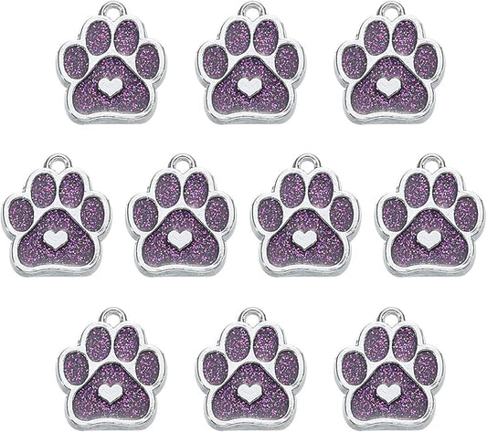 MECCANIXITY Cat Dog Paw Charm Footprint Paw Print Charm Alloy Enamel Pendants for DIY Jewelry Making, Earrings Necklaces Bracelets, Crafts
