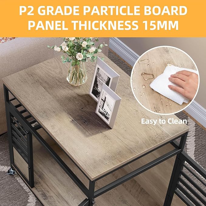 DWVO Dog Crate Furniture, 24 Inch Dog Kennel Indoor Furniture End Table for Dogs, Modern Decorative Wooden Cage with Wheels, Chew-Resistant, Greige