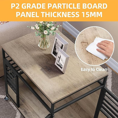 DWVO Dog Crate Furniture, 24 Inch Dog Kennel Indoor Furniture End Table for Dogs, Modern Decorative Wooden Cage with Wheels, Chew-Resistant, Greige