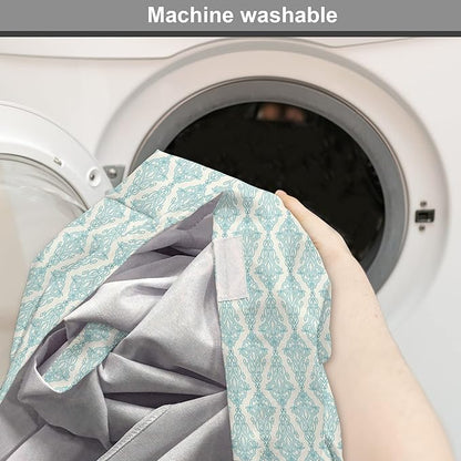 Lunarable Damask Blue Dog Crate Cover, Vintage Antique Pattern with Classic Victorian Motif, Easy to Use Pet Kennel Cover for Medium Large Dogs, 48 Inch, Eggshell Pale Cadet Blue