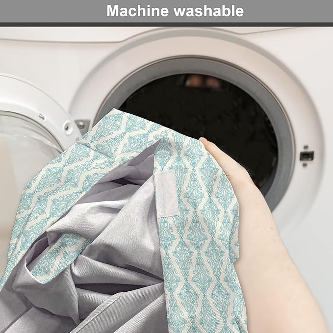 Lunarable Damask Blue Dog Crate Cover, Vintage Antique Pattern with Classic Victorian Motif, Easy to Use Pet Kennel Cover for Medium Large Dogs, 42 Inch, Eggshell Pale Cadet Blue