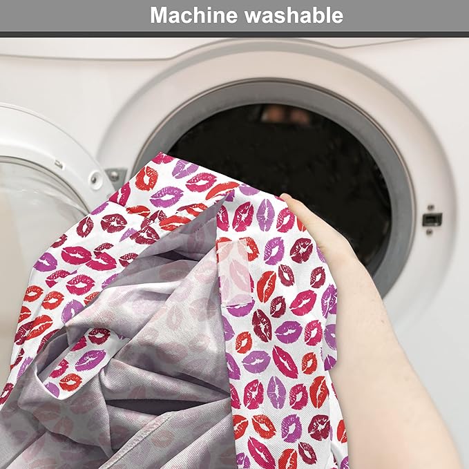 Lunarable Kiss Dog Crate Cover, Fun Colorful Design Lipsticks Kisses Fashion Illustration Print Artwork, Easy to Use Pet Kennel Cover for Medium Large Dogs, 42 Inch, Fuchsia and Raspberry