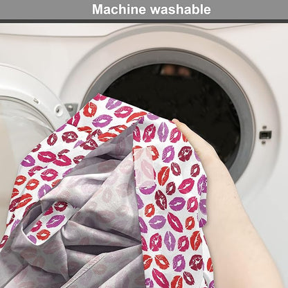 Lunarable Kiss Dog Crate Cover, Fun Colorful Design Lipsticks Kisses Fashion Illustration Print Artwork, Easy to Use Pet Kennel Cover for Medium Large Dogs, 48 Inch, Fuchsia and Raspberry