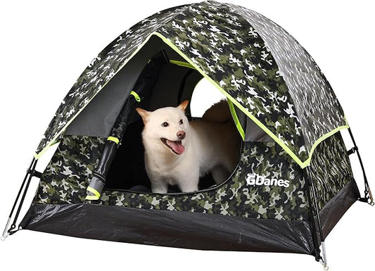 GDanes Camouflage Dog Tent House - Portable Indoor/Outdoor Dog Bed with Soft Pad for Large Dogs, 42 x 42 x 32 Inches