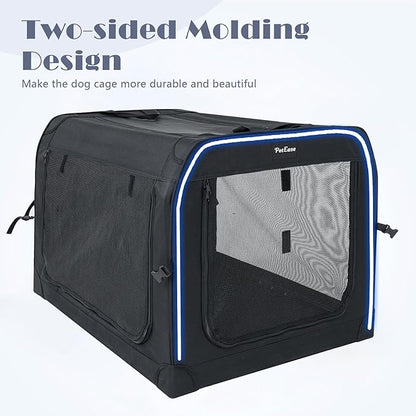 Collapsible Dog Crates for Medium/Large Dogs, 3-Door Soft-Sided Pet Crate with Durable Mesh Windows, Portable Foldable Travel Kennel for Indoor, Outdoor & Car Use