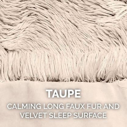 Furhaven Waterproof Throw Blanket for Dogs & Indoor Cats, Washable - Shaggy Plush Calming Long Faux Fur & Velvet Dog Blanket - Taupe, Large