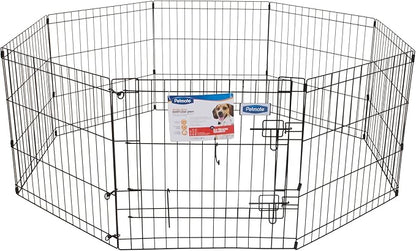 Petmate 30-Inch by 24-Inch 8-Panel Exercise Pen with Step Through Door,Black