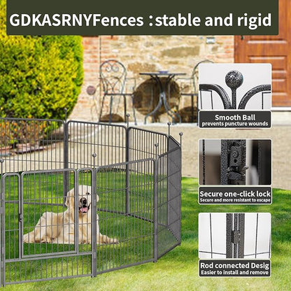 Dog Playpen,32/40/45 Inch Height in Heavy Duty, Folding Indoor Outdoor Anti-Rust Dog Exercise Fence, Portable Pet Playpen with Door for Large Medium Small Dogs and Pet (40 Panels, 40 Inch) Silver