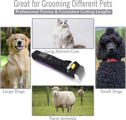 Professional A5 Style Animal Clipper Stainless Steel Color-Coded Snap-on Attachment Guard Guide Comb, 1/8"-1" Compatible with Wahl KM Series Oster A5 Andis Detachable Blade Pet Groomers (#5 - 5/8")