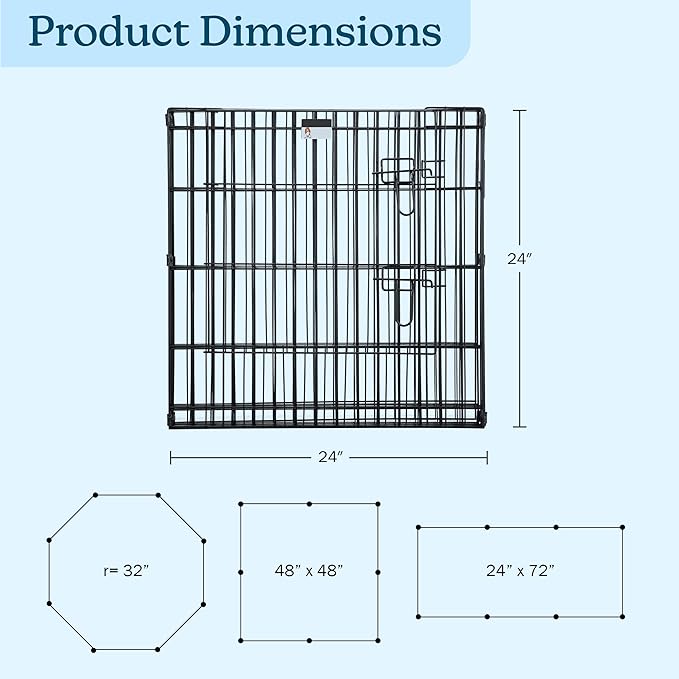 Puppy Playpen - Foldable Metal Exercise Enclosure with Eight 24-Inch Panels - Indoor/Outdoor Fence for Dogs, Cats, or Small Animals by PETMAKER