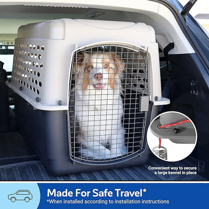 Petmate Vari Dog Kennel - Portable Crate for Pets 30-50 lbs - Airline-Friendly Pet Carrier - Durable Plastic Shell - For Home and Travel - Made in USA - 32 Inches - Taupe and Black