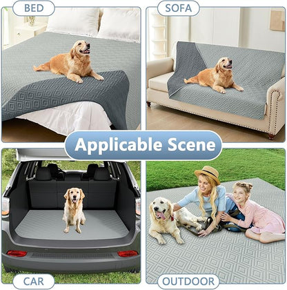 hyha Waterproof Dog Blanket, Soft Dog Bed Cover Pet Blankets, Waterproof Sofa Couch Cover for Dogs Washable, Reversible Pet Couch Covers for Sofa Furniture (68x82 Inch, Grey/Dark Grey)