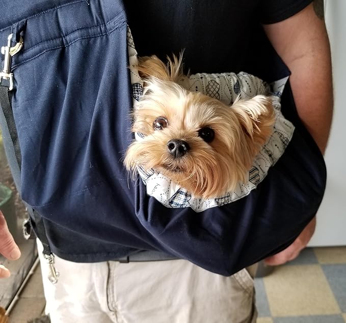 Pet Sling Carrier, OrgMemory Adjustable Dog Sling, Small Dog Cat Outdoor Shoulder Pet Carrier (Heart Shaped)