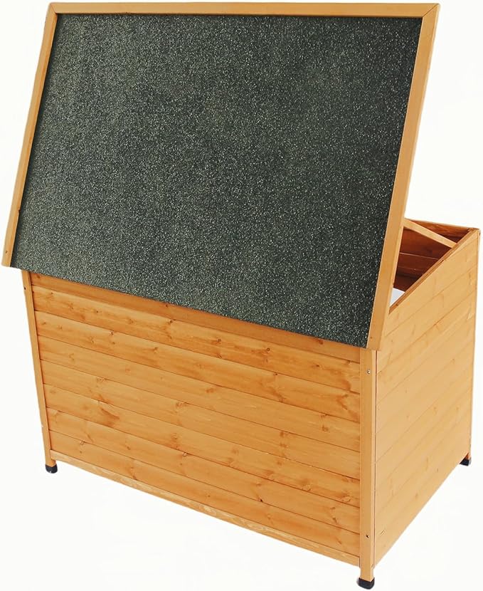 Wooden Doghouse for Small, Medium, Large Dogs, Waterproof, Outdoor/Indoor Kennel,Puppy Shelter with Elevated Floor (Natural, L)