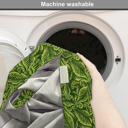 Lunarable Hunter Green Dog Crate Cover, Baroque Style Damask Floral Pattern with Leaves Swirled Branches Retro Design, Easy to Use Pet Kennel Cover for Medium Large Dogs, 36 Inch, Lime Green