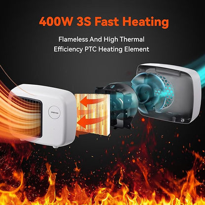 Dreyoo Dog House Heater with Thermostat, Pet House Heater with 6FT Anti Chew Cord and Safe Overheat Protection, 2 Heating Mode (200/400W) Pet House Furnace for Dogs Chicken Coops Rabbits(White,1 Pcs)