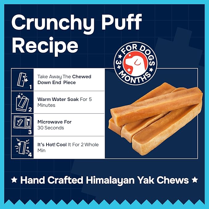 100% Natural Yak Cheese Himalayan Made Dog Chews All Breeds - Lactose Free Yak Chews for Small Medium & Large Dogs - Dental Cleaning Dog Chews for Aggressive Chewers - Long Lasting Odor & Gluten Free