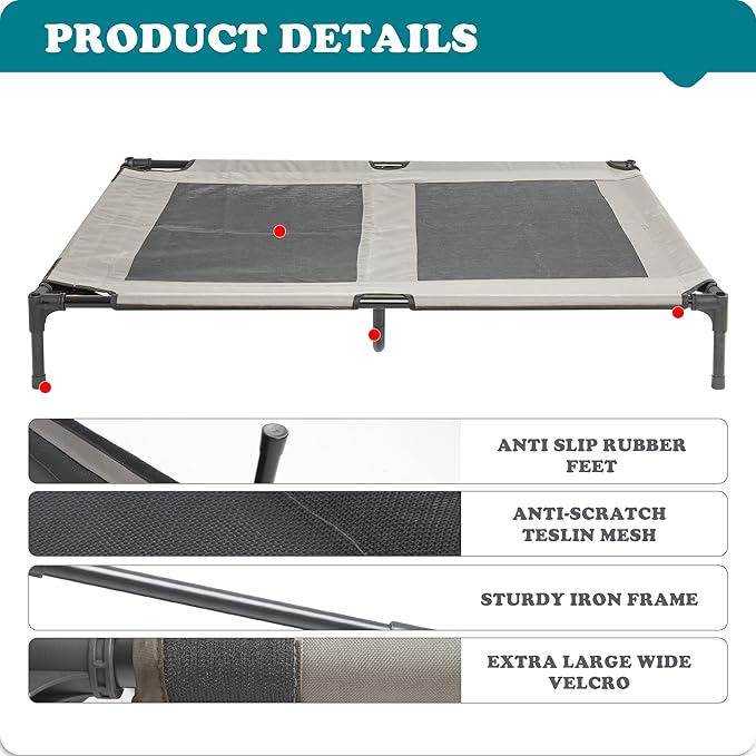 2 in 1 Dog House,Elevated Dog Bed with Removable Cover, Indoor & Outside Puppy Shelter Cot,Raised Dog Bed for Large Dogs & Cats (Brown, Large)