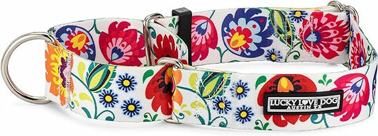 Lucky Love Dog Wide Martingale Dog Collar - No-Slip, Durable, & Soft Webbing 1.5 inch Martingale Collar for Dogs Male and Female - Ideal for Training & Walking, Stylish Ladybird Pattern, X-Large Size