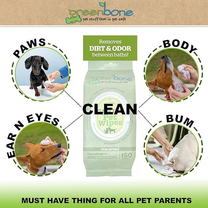 Gentle Pet Wipes Unscented 150 Wipes