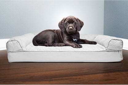 Furhaven Orthopedic Dog Bed for Medium/Small Dogs w/ Removable Bolsters & Washable Cover, For Dogs Up to 35 lbs - Quilted Sofa - Silver Gray, Medium