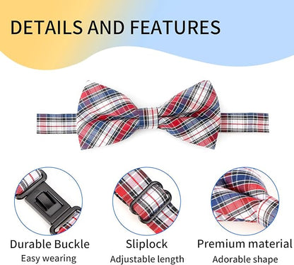 Segarty Dog Bow Tie, 6 PCS Bowties Dog Collar Bulk Holiday Cat Collar Grooming Bows for Pet Festival Party Puppy Photography Neck Wear Gift, Cute and Plaid Patterned